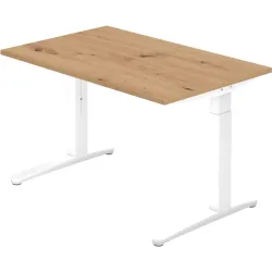 Schreibtisch Office Braun Holz 120 cm Höhenverstellbar (manuell) - Farbe: Asteiche - Material: Holzwerkstoff - Schreibtisch