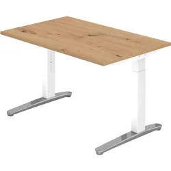 Schreibtisch Office Braun Holz 120 cm Höhenverstellbar (manuell) - Farbe: Asteiche - Material: Holzwerkstoff - Schreibtisch