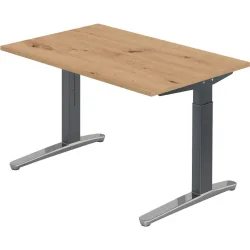 Schreibtisch Office Braun Holz 120 cm Höhenverstellbar (manuell) - Farbe: Asteiche - Material: Holzwerkstoff - Schreibtisch