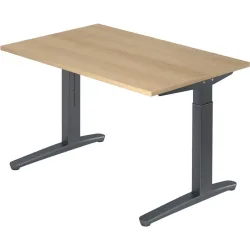 Schreibtisch Office Braun Holz 120 cm Höhenverstellbar (manuell) - Farbe: eiche - Material: Holzwerkstoff - Schreibtisch