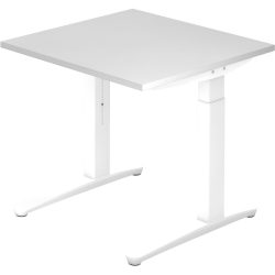 Schreibtisch Office Weiss Holz 80 cm Höhenverstellbar (manuell) - Material: Holzwerkstoff - Schreibtisch