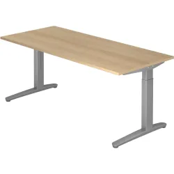 Schreibtisch Office Braun Holz 180 cm Höhenverstellbar (manuell) - Farbe: eiche - Material: Holzwerkstoff - Schreibtisch