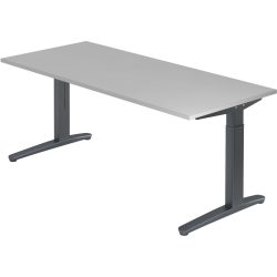 Schreibtisch Office Grau Holz 180 cm Höhenverstellbar (manuell) - Material: Holzwerkstoff - Schreibtisch