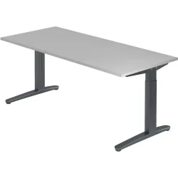 Schreibtisch Office Grau Holz 180 cm Höhenverstellbar (manuell) - Material: Holzwerkstoff - Schreibtisch