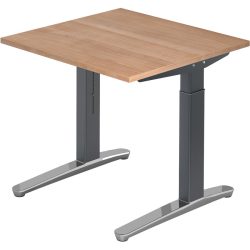 Schreibtisch Office Braun Holz 80 cm Höhenverstellbar (manuell) - Farbe: Nussbaum - Material: Holzwerkstoff - Schreibtisch