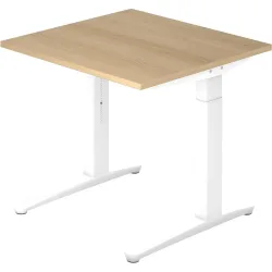 Schreibtisch Office Braun Holz 80 cm Höhenverstellbar (manuell) - Farbe: eiche - Material: Holzwerkstoff - Schreibtisch