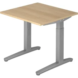 Schreibtisch Office Braun Holz 80 cm Höhenverstellbar (manuell) - Farbe: eiche - Material: Holzwerkstoff - Schreibtisch