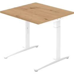 Schreibtisch Office Braun Holz 80 cm Höhenverstellbar (manuell) - Farbe: Asteiche - Material: Holzwerkstoff - Schreibtisch