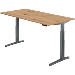 Schreibtisch Office Braun Holz 200 cm - Farbe: Asteiche - Material: Holzwerkstoff - Schreibtisch
