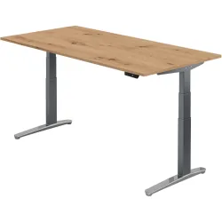 Schreibtisch Office Braun Holz 200 cm - Farbe: Asteiche - Material: Holzwerkstoff - Schreibtisch