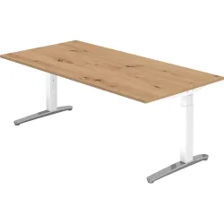 Schreibtisch Office Braun Holz 200 cm - Farbe: Asteiche - Material: Holzwerkstoff - Schreibtisch