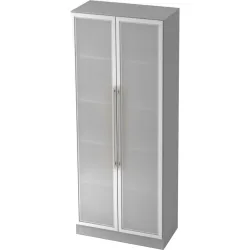 Aktenschrank Office Silber/Grau/Transparent Holz/Glas/Metall 80 cm 42 cm 200.4 cm - Farbe: silber, grau, semi transparent - Material: Holzwerkstoff,