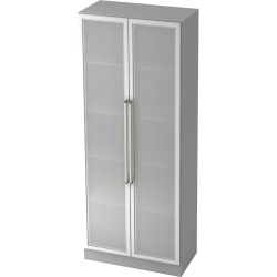 Aktenschrank Office Silber/Grau/Transparent Holz/Glas/Metall 80 cm 42 cm 200.4 cm - Farbe: silber, grau, semi transparent - Material: Holzwerkstoff,