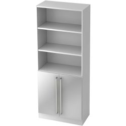 Aktenschrank Office Silber/Weiss Holz 80 cm 42 cm 200.4 cm - Farbe: Weiss, Silber - Material: Holzwerkstoff - Aktenschrank