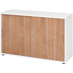 Aktenschrank Office Braun/Weiss Holz 120 cm 40 cm 74.8 cm - Farbe: Nussbaum Dekor, Weiss - Material: Holzwerkstoff - Aktenschrank