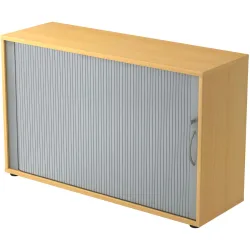 Aktenschrank Office Silber/Braun Kunststoff 120 cm 40 cm 74.8 cm - Farbe: Silber, Buche Dekor - Material: Holzwerkstoff, Kunststoff - Aktenschrank