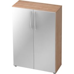 Schrank Office Silber/Braun Holz 80 cm 34.6 cm 114.4 cm - Farbe: Silber, Nussbaum - Material: Holzwerkstoff - Schrank