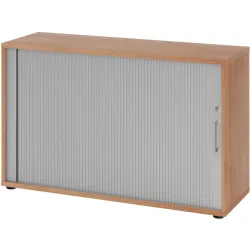 Aktenschrank Office Silber/Braun Holz/Kunststoff 120 cm 40 cm 74.8 cm - Farbe: Silber, Nussbaum Dekor - Material: Holzwerkstoff, Kunststoff -