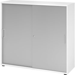 Aktenschrank Office Silber/Weiss Holz 120 cm 40 cm 110 cm - Farbe: Silber, Weiss - Material: Holzwerkstoff - Aktenschrank
