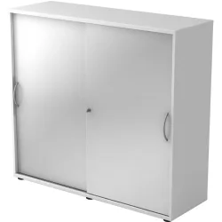 Aktenschrank Office Silber/Weiss Holz 120 cm 40 cm 110 cm - Farbe: Silber, Weiss - Material: Holzwerkstoff - Aktenschrank