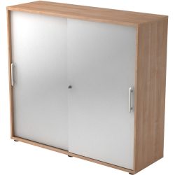 Aktenschrank Office Silber/Braun Holz 120 cm 40 cm 110 cm - Farbe: Nussbaum Dekor, Silber - Material: Holzwerkstoff - Aktenschrank