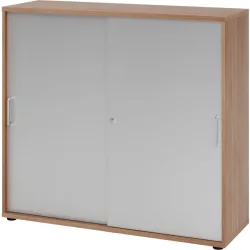 Aktenschrank Office Silber/Braun Holz 120 cm 40 cm 110 cm - Farbe: Silber, Nussbaum Dekor - Material: Holzwerkstoff - Aktenschrank