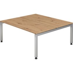 Schreibtisch Office Braun Holz 180 cm Höhenverstellbar (manuell) - Farbe: Asteiche - Material: Holzwerkstoff - Schreibtisch