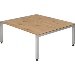 Schreibtisch Office Braun Holz 180 cm Höhenverstellbar (manuell) - Farbe: Asteiche - Material: Holzwerkstoff - Schreibtisch