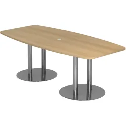 Schreibtisch Office Braun Holz 220 cm - Farbe: eiche - Material: Holzwerkstoff - Schreibtisch