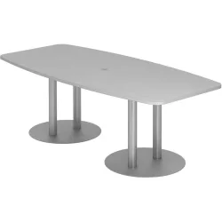 Schreibtisch Office Grau Holz 220 cm - Material: Holzwerkstoff - Schreibtisch