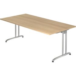 Schreibtisch Office Braun Holz 200 cm - Farbe: eiche - Material: Holzwerkstoff - Schreibtisch