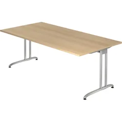 Schreibtisch Office Braun Holz 200 cm - Farbe: eiche - Material: Holzwerkstoff - Schreibtisch