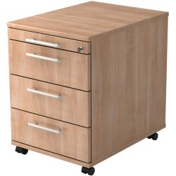 Rollcontainer Office Braun/Silber Holz 42.8 cm 59 cm 58 cm - Farbe: nussbaum/Aluminium gebürstet - Material: Holzwerkstoff - Rollcontainer