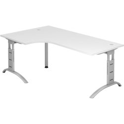 Schreibtisch Office Weiss Holz 200 cm Höhenverstellbar (manuell) - Material: Holzwerkstoff - Schreibtisch