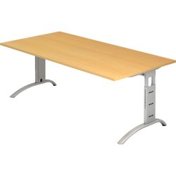 Schreibtisch Office Braun Holz 200 cm Höhenverstellbar (manuell) - Farbe: buche - Material: Holzwerkstoff - Schreibtisch