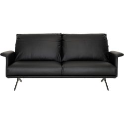 Sofa Tena Schwarz Leder 86 cm 212 cm - Sofa