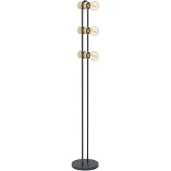 Eglo Stehlampe Chieveley Schwarz/Braun Stahl/Holz 9 cm 140.5 cm - Stehlampe