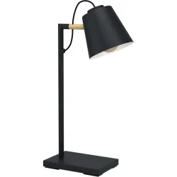 Eglo Tischlampe Lacey Schwarz Stahl/Holz 13.5 cm 48.5 cm - Material: Holz/Stahl - Tischlampe