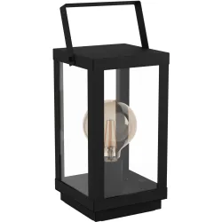 Eglo Tischlampe Bradford 1 Schwarz/Transparent Stahl/Glas 15 cm 37 cm - Farbe: Schwarz, Transparent - Material: Stahl, Glas - Tischlampe