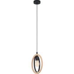 Eglo Pendellampe Basildon Braun/Schwarz Stahl/Holz 16 cm 110 cm - Material: Holz/Stahl - Pendellampe