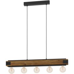 Eglo Pendellampe Layham Braun/Schwarz Stahl/Holz 8.5 cm 110 cm - Material: Holz/Stahl - Pendellampe