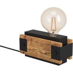 Eglo Tischlampe Layham Braun/Schwarz Stahl/Holz 8.5 cm 10 cm - Material: Holz/Stahl - Tischlampe