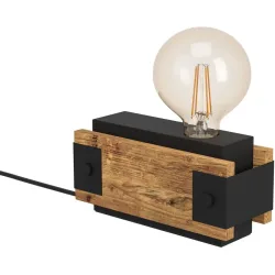 Eglo Tischlampe Layham Braun/Schwarz Stahl/Holz 8.5 cm 10 cm - Material: Holz/Stahl - Tischlampe