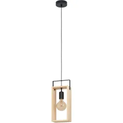 Eglo Pendellampe Famborough Schwarz Stahl/Holz 10.5 cm 110 cm - Material: Holz/Stahl - Pendellampe