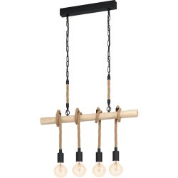 Eglo Pendellampe Youngstown Braun/Schwarz Stahl/Holz 4.5 cm 110 cm - Material: Holz/Stahl - Pendellampe