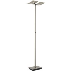 Stehlampe Yuna Grau Aluminium/Eisen 185 cm - Farbe: taupe - LED - Lichtfarbe: Warmweiss - Kaltes Tagesweiss - Stehlampe- LED Energiesparlampe