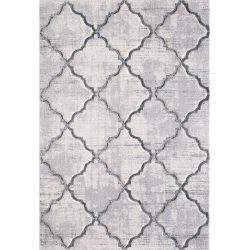Teppich Lorena Weiss/Grau Kunststoff 80 cm 150 cm - Farbe: Weiss, Grau - Material: Polypropylen - Teppich