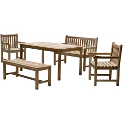 Gartenmöbel-Set Niko natur Teak B 90 T 150 H 75 cm - Gartenmöbel-Set - Wetterfeste Gartenmöbel & Accessoires