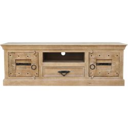 Lowboard Anela Braun Holz/Metall 150 cm 50 cm 45 cm - Farbe: natur - Material: Mangoholz/Metallapplikationen - Lowboard