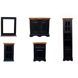 Badezimmer-Set Sica Schwarz MDF 44 cm 35 cm 188 cm - Badezimmer-Set